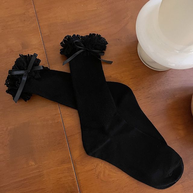 Plain Ribbed Ruffled Socks SpreePicky