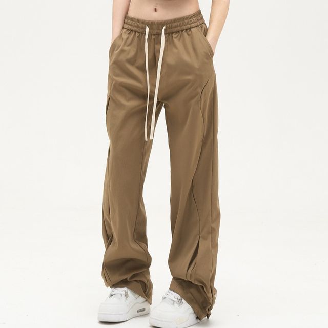 Low Waist Drawstring Loose-Fit Wide-Leg Sweatpants SpreePicky