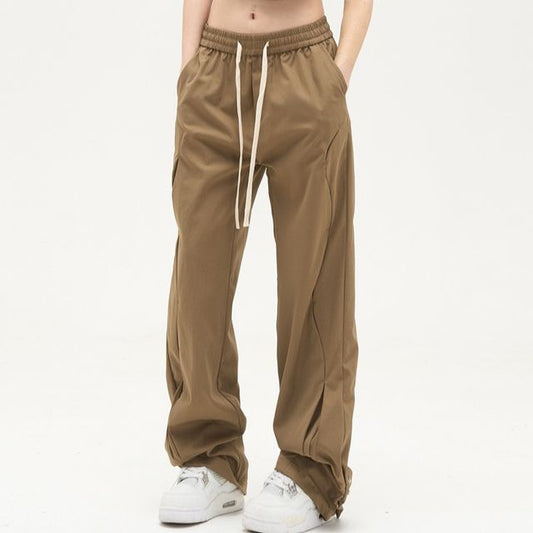 Low Waist Drawstring Loose-Fit Wide-Leg Sweatpants SpreePicky