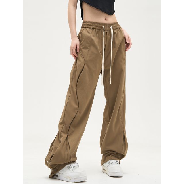 Low Waist Drawstring Loose-Fit Wide-Leg Sweatpants SpreePicky