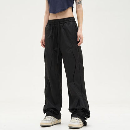 Low Waist Drawstring Loose-Fit Wide-Leg Sweatpants SpreePicky