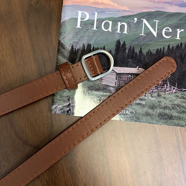 Plain Faux Leather Thin Belt SpreePicky