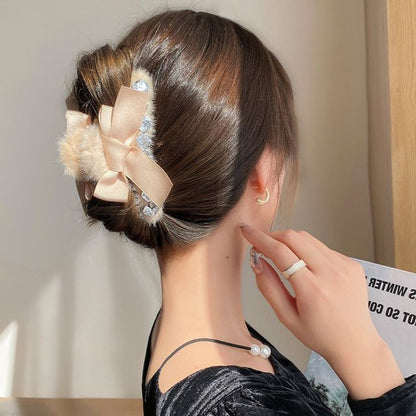 Fleece Bow Hair Claw SpreePicky