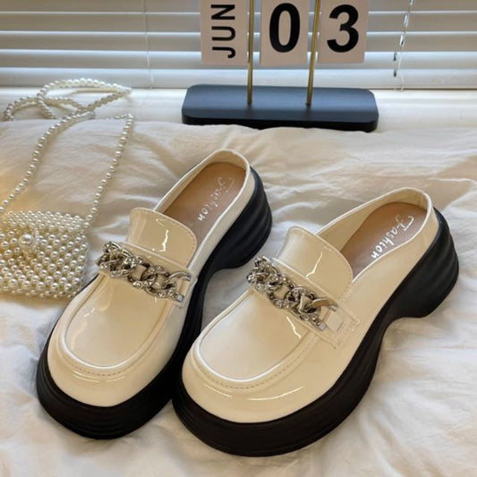 Chain Accent Platform Loafer Mules SpreePicky