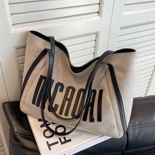 Lettering Applique Tote Bag SpreePicky