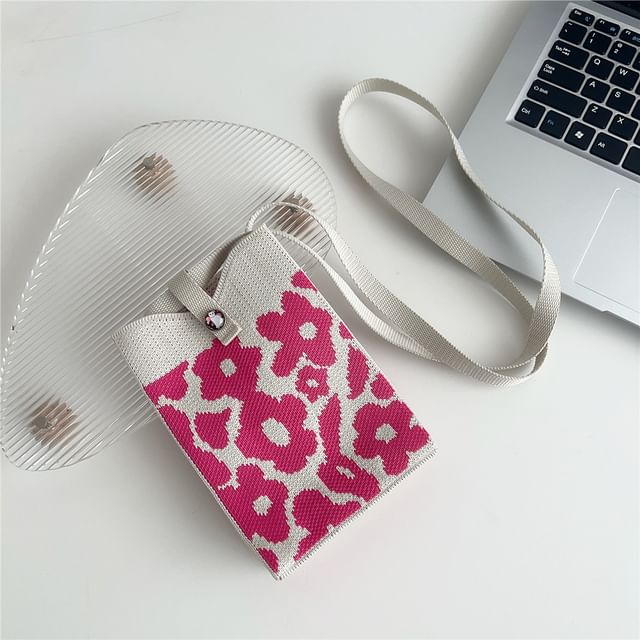 Heart Print Knit Crossbody Bag SpreePicky