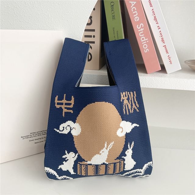 Rabbit Print Knit Tote Bag SpreePicky