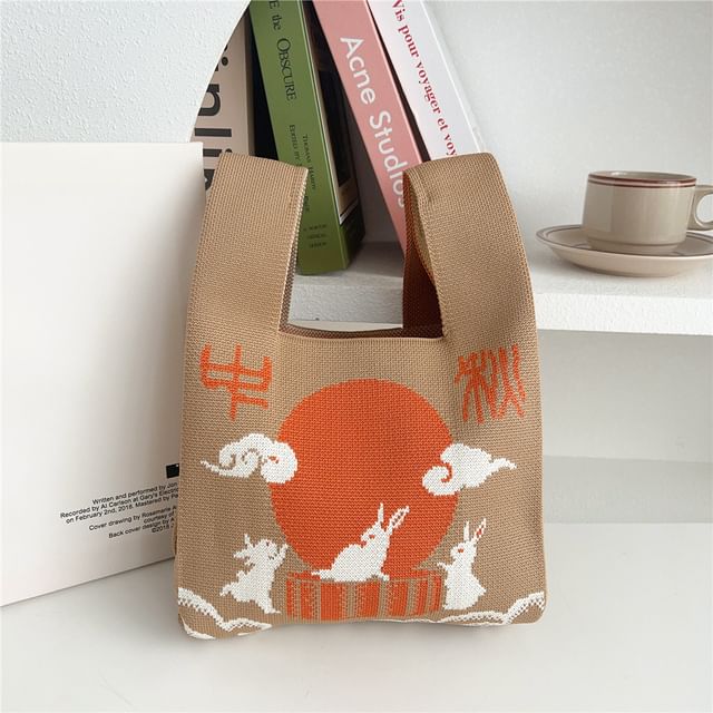 Rabbit Print Knit Tote Bag SpreePicky