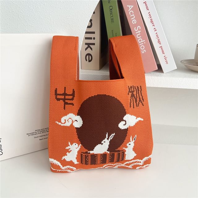 Rabbit Print Knit Tote Bag SpreePicky