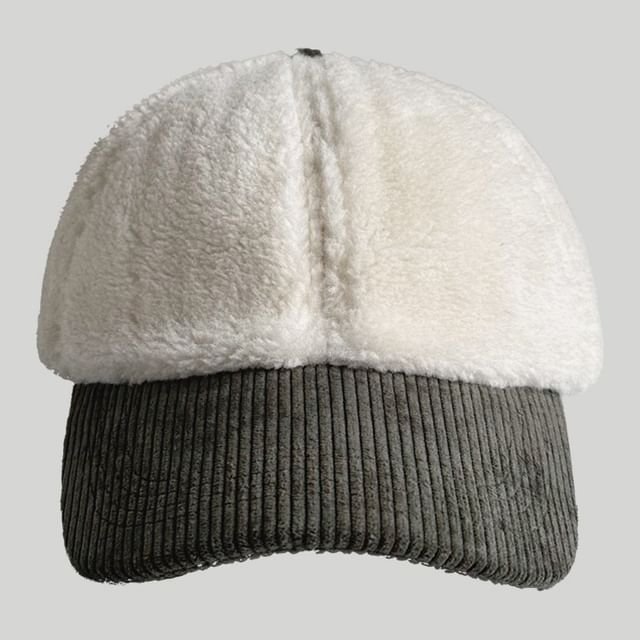 Corduroy Panel Faux Shearling Baseball Cap SpreePicky