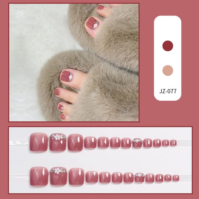 Sequined Faux Toe Press On Nail SpreePicky