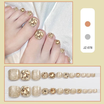 Rhinestone Faux Toe Press On Nail SpreePicky