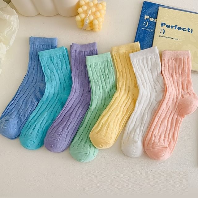 Plain Mesh Panel Socks Set SpreePicky