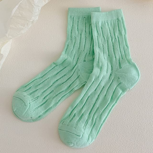 Plain Mesh Panel Socks Set SpreePicky