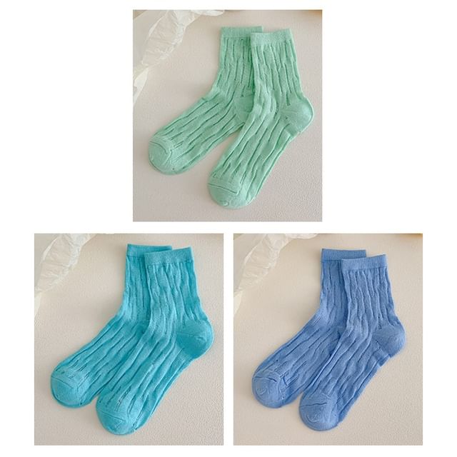 Plain Mesh Panel Socks Set SpreePicky