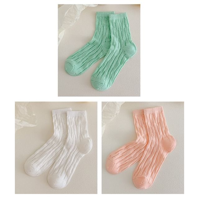 Plain Mesh Panel Socks Set SpreePicky