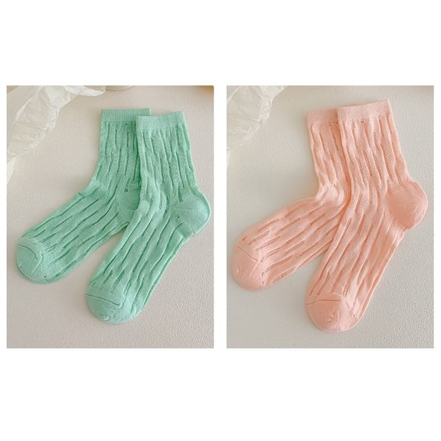 Plain Mesh Panel Socks Set SpreePicky