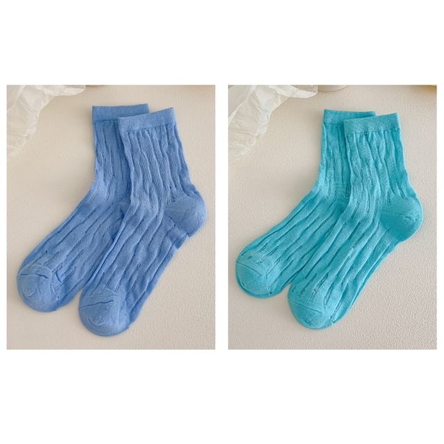 Plain Mesh Panel Socks Set SpreePicky