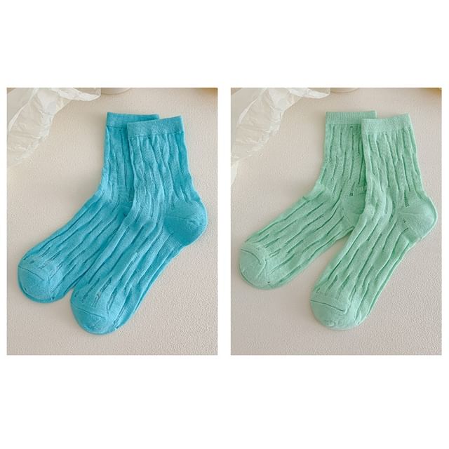 Plain Mesh Panel Socks Set SpreePicky