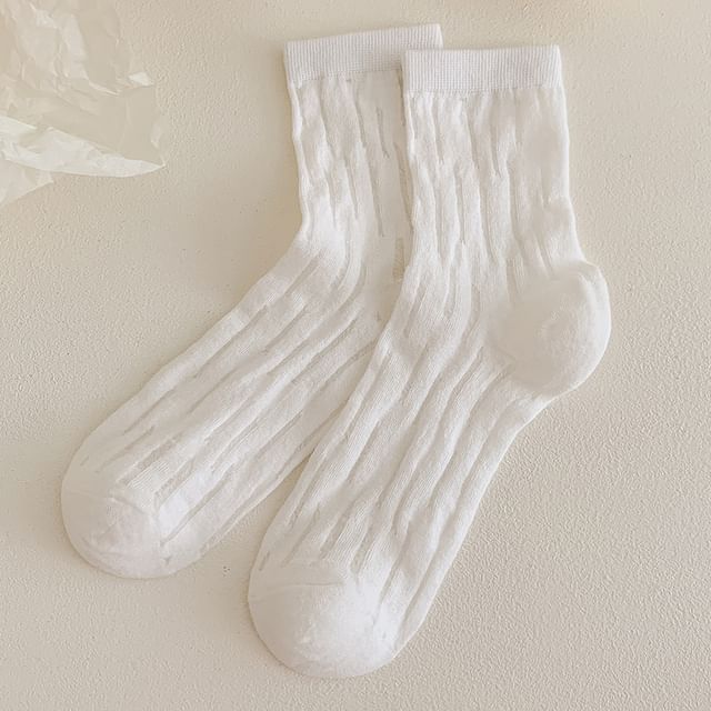 Plain Mesh Panel Socks Set SpreePicky