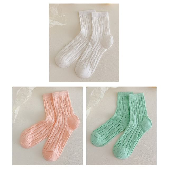 Plain Mesh Panel Socks Set SpreePicky