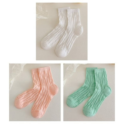 Plain Mesh Panel Socks Set SpreePicky