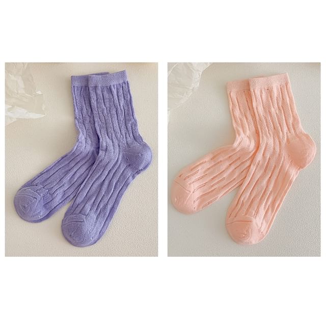 Plain Mesh Panel Socks Set SpreePicky