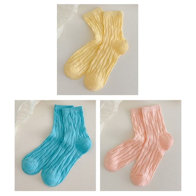 Plain Mesh Panel Socks Set SpreePicky