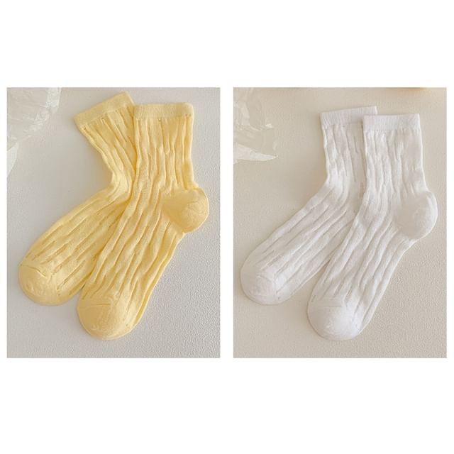 Plain Mesh Panel Socks Set SpreePicky