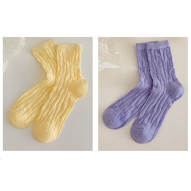 Plain Mesh Panel Socks Set SpreePicky