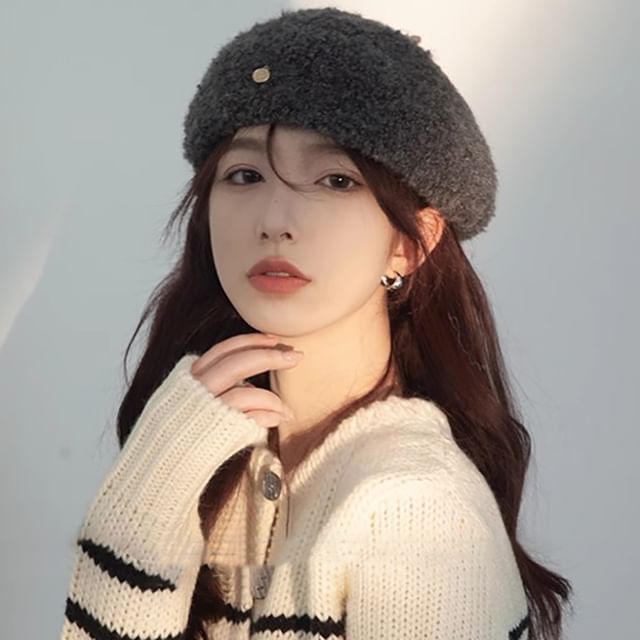 Faux Shearling Beret Hat SpreePicky