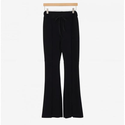 High Rise Plain Slim-Fit Boot-Cut Slit Pants SpreePicky