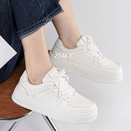 Platform Panel Faux Leather Sneakers SpreePicky