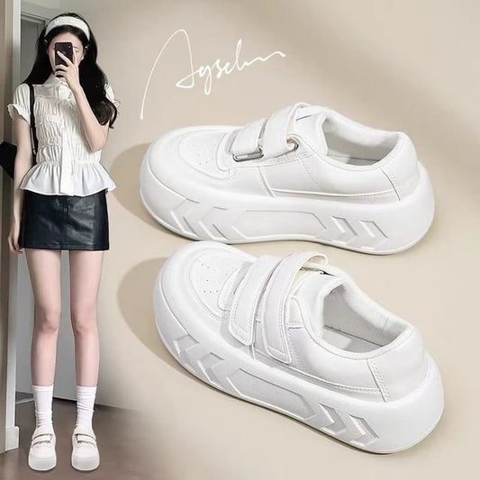 Platform Plain Panel Faux Leather Sneakers SpreePicky