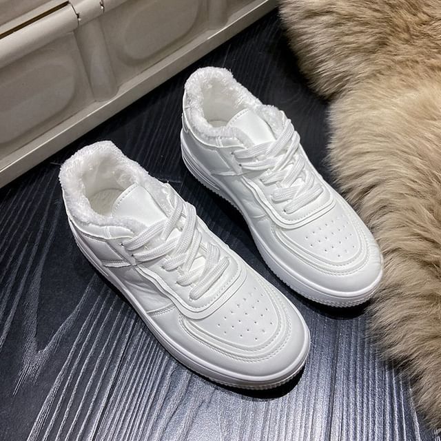 Platform Plain Panel Fleece-Lined Sneakers SpreePicky