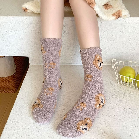 Bear Print Fluffy Socks SpreePicky