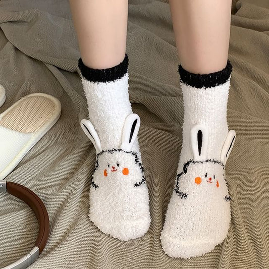 Rabbit Print Fluffy Socks SpreePicky