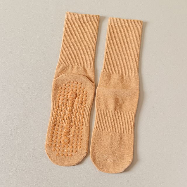 Plain Ribbed Anti-Slip Socks SpreePicky