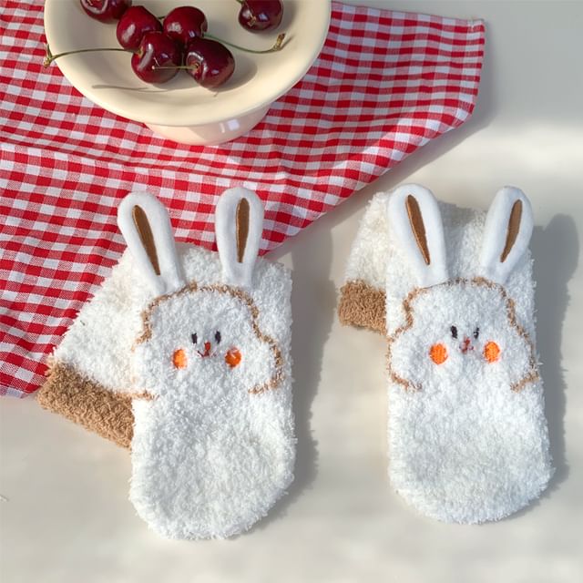 Rabbit Print Fluffy Socks SpreePicky