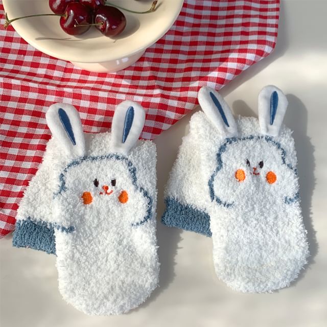 Rabbit Print Fluffy Socks SpreePicky