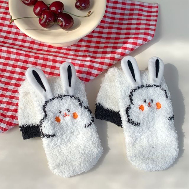 Rabbit Print Fluffy Socks SpreePicky