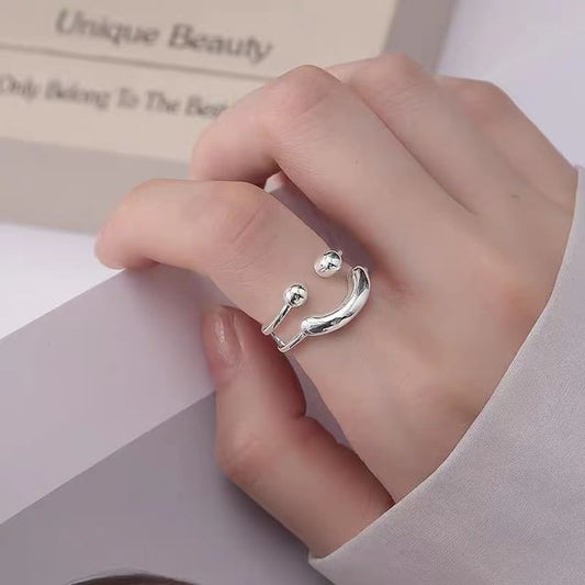 Smiley Layered Alloy Open Ring SpreePicky