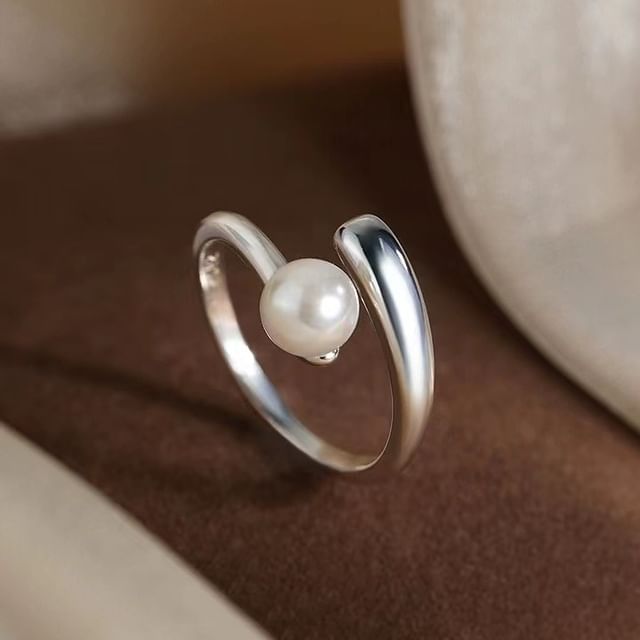 Faux Pearl Alloy Open Ring SpreePicky