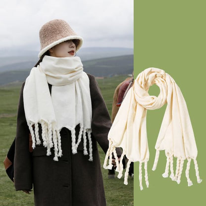 Fringed Plain Scarf SpreePicky