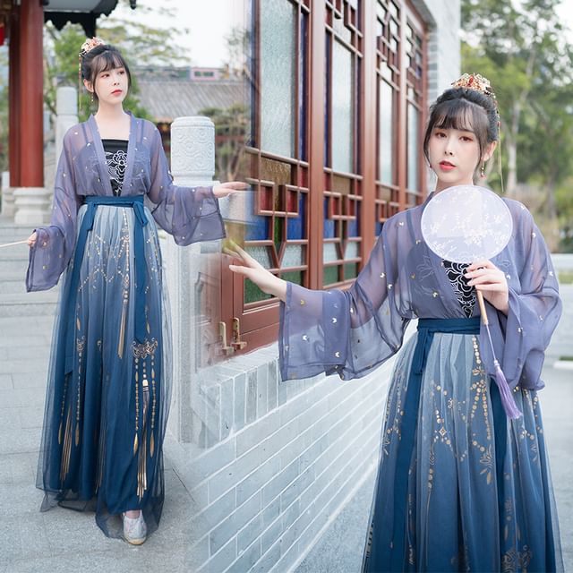 Patterned Print Hanfu Costume Set SpreePicky