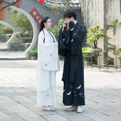 Couple Matching Crane Embroidered Hanfu Jacket / Long SpreePicky