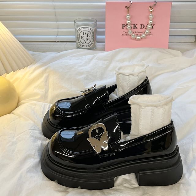 Butterfly Buckle Platform Loafers SpreePicky