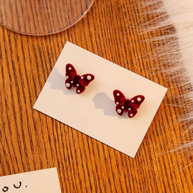 Flocking Bow / Butterfly Stud Earring SpreePicky