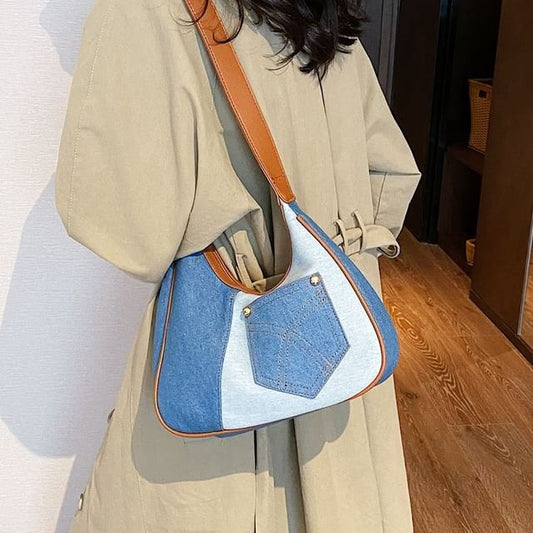 Two Tone Denim Shoulder Bag SpreePicky