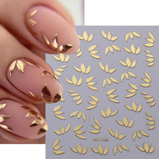 Leaf Metallic Nail Art Stickers SpreePicky